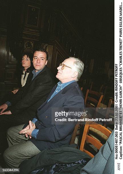 Pascal Brunner and Henri Garcin at Charles Trenet Funeral At Eglise Madeleine In Paris.