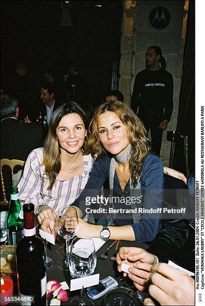Veronika Loubry and "Cecile Simeone" Motorola party at the Resaurant "Barloti" in Paris.