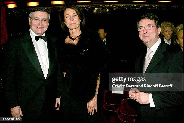 Jean Louis Beffa and Madame Thierry Breton, Gerard Mortier at Gala Performance Of Don Giovanni at Opera Garnier In Paris In Aid Of L'Arop.