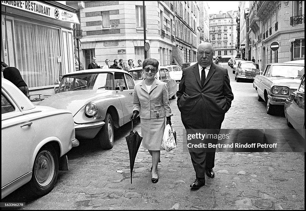 Alfred Hitchcock And Wife Doing A Tour Of Paris