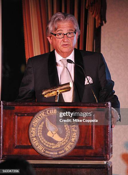 Laurance Gay speaks at the Table 4 Writers Foundation 1st Annual Awards Gala on March 7, 2013 in New York City.