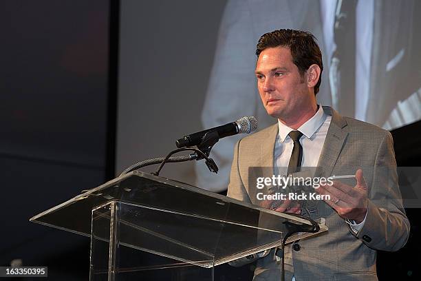 Actor Henry Thomas accepts an award at the Texas Film Hall of Fame Awards at Austin Studios on March 7, 2013 in Austin, Texas.