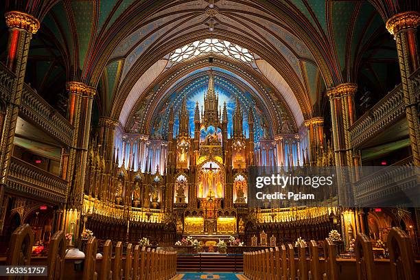 notre dame basilica - montreal stock pictures, royalty-free photos & images