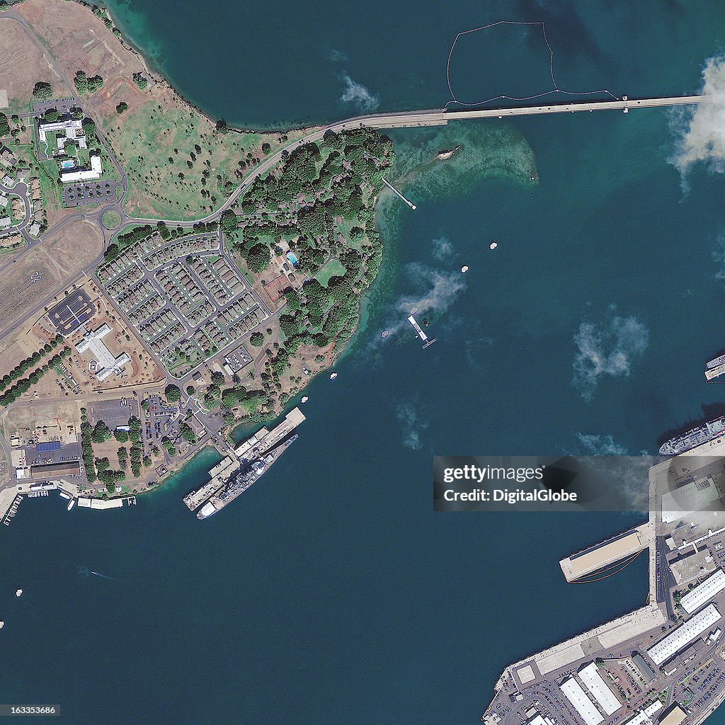Satellite Image of Pearl Harbor, Oahu, Hawaii, United States