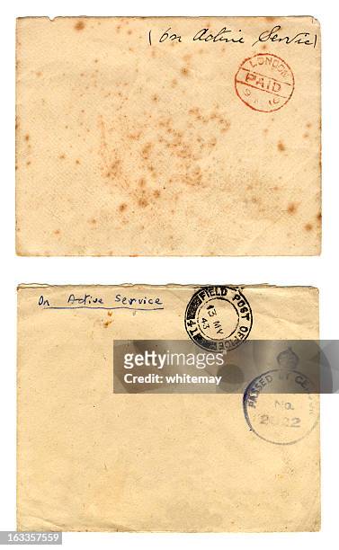 envelopes from two world wars - world war i stock pictures, royalty-free photos & images