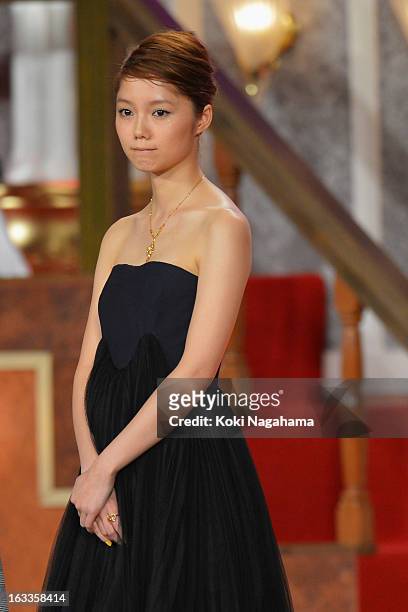 Actress Aoi Miyazaki attends the 36th Japan Academy Prize Award Ceremony at Grand Prince Hotel Shin Takanawa on March 8, 2013 in Tokyo, Japan.