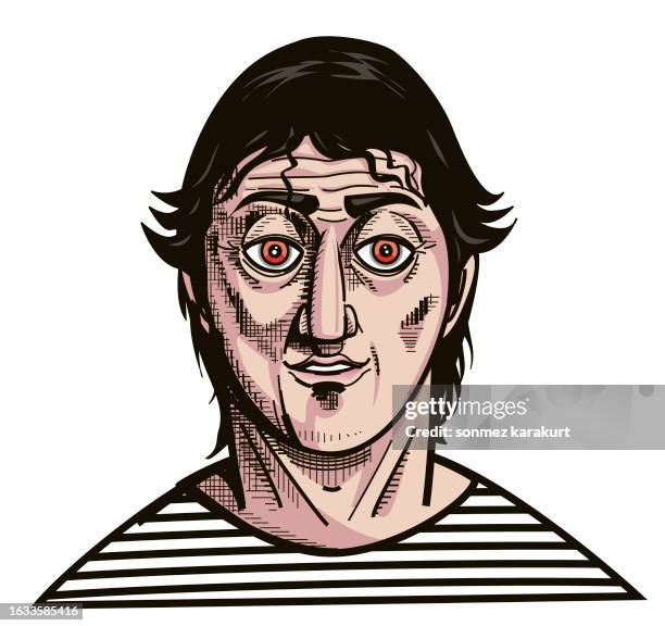 urban bohemian young man's face - meaningful stock illustrations