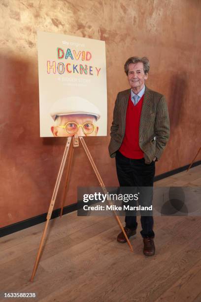 Lord Melvyn Bragg attends the premiere of Sky Arts' "Celebrating David Hockney" at Lightroom on August 22, 2023 in London, England.