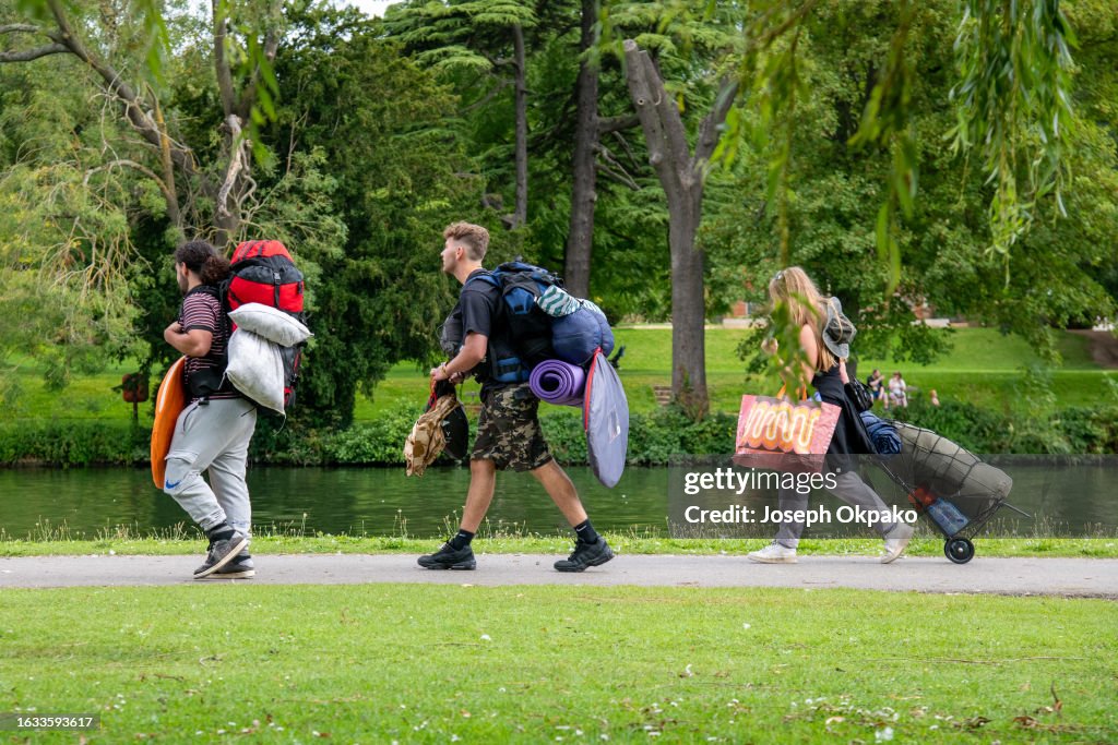 Festival Goers Arrive At Reading Festival 2023