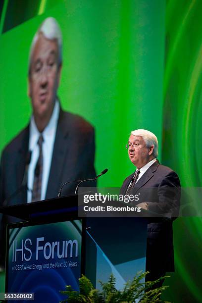 Michael Dolan, senior vice president of ExxonMobil Corp., speaks during the 2013 IHS CERAWeek conference in Houston, Texas, U.S., on Friday, March 8,...