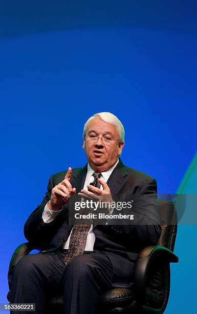Michael Dolan, senior vice president of ExxonMobil Corp., speaks during the 2013 IHS CERAWeek conference in Houston, Texas, U.S., on Friday, March 8,...