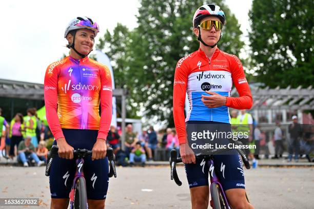 Barbara Guarischi of Italy and Christine Majerus of Luxembourg and Team SD Worx prior to the 9th Tour of Scandinavia 2023 - Battle Of The North,...
