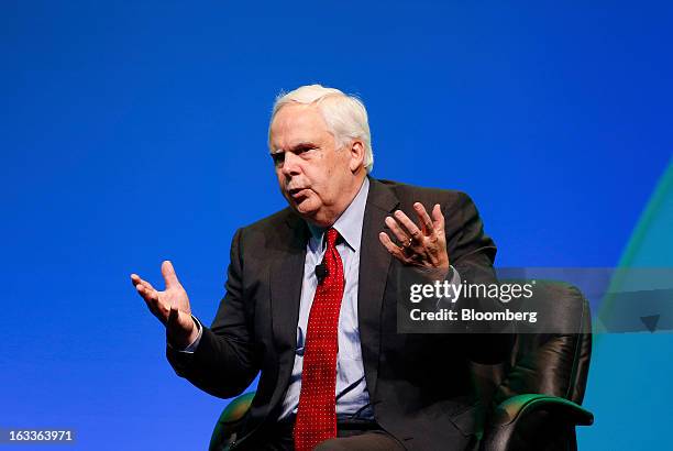 Frederick "Fred" Smith, president and chief executive officer of FedEx Corp., speaks during the 2013 IHS CERAWeek conference in Houston, Texas, U.S.,...