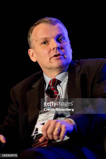 Jim Fowler, chief information officer of power generation services for General Electric Co. , speaks during the 2013 IHS CERAWeek conference in...