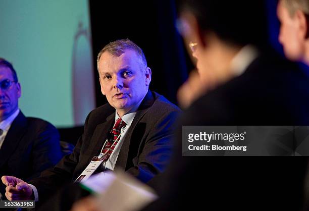 Jim Fowler, chief information officer of power generation services for General Electric Co. , speaks during the 2013 IHS CERAWeek conference in...