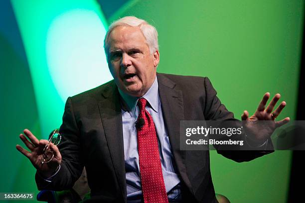 Frederick "Fred" Smith, president and chief executive officer of FedEx Corp., speaks during the 2013 IHS CERAWeek conference in Houston, Texas, U.S.,...