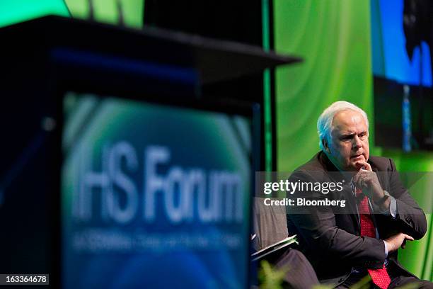 Frederick "Fred" Smith, president and chief executive officer of FedEx Corp., listens during the 2013 IHS CERAWeek conference in Houston, Texas,...