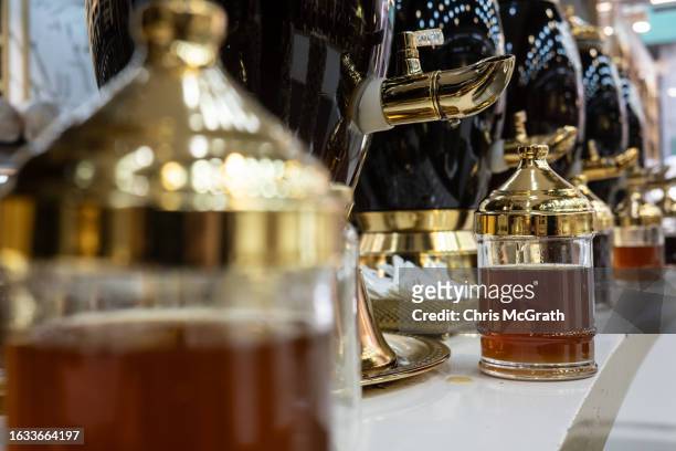 Honey from across Turkey is seen for sale at a high-end honey shop on August 23, 2023 in Istanbul, Turkey. Turkey is the world's second largest honey...