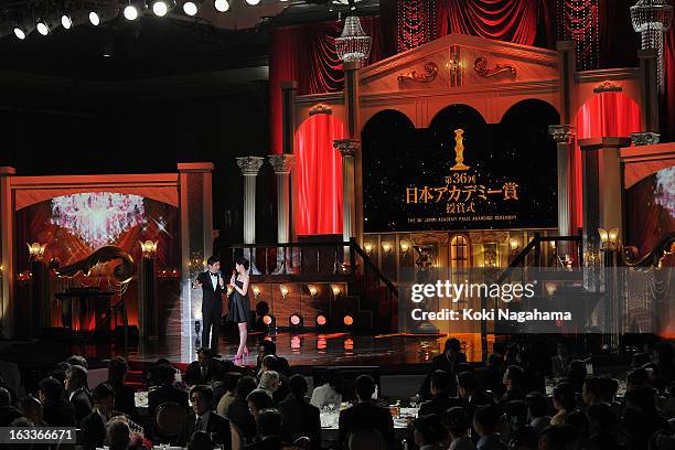 General view of the atmosphere during the 36th Japan Academy Prize Award Ceremony at Grand Prince Hotel Shin Takanawa on March 8, 2013 in Tokyo,...