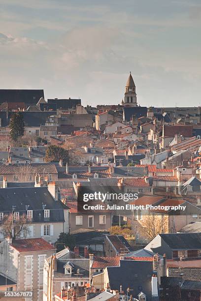 looking over the rooftops of poitiers. - poitiers photos et images de collection