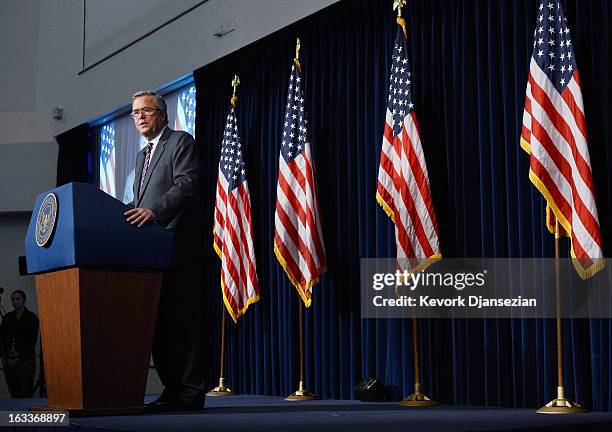 Former Florida Governor Jeb Bush speaks at the Reagan Library about his new book "Immigration Wars: Forging an American Solution" on March 8, 2013 in...