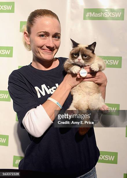 Tardar Sauce aka "Grumpy Cat" and owner Tabatha Bundesen make a personal appearance at the Mashable House during the 2013 SXSW Music, Film +...