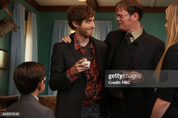 The Farm" Episode 905 -- Pictured: Thomas Middleditch as Jeb Schrute, Rainn Wilson as Dwight Schrute--