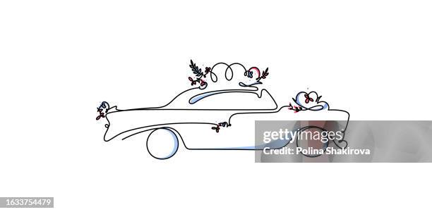 minimalistic wedding car. vector illustration isolated on white background - wedding registry stock illustrations