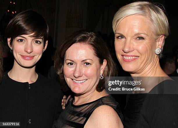 Anne Hathaway, Kate McCauley Hathaway and Cecile Richards attend the after party for the opening night of "Ann" at The Plaza Hotel on March 7, 2013...