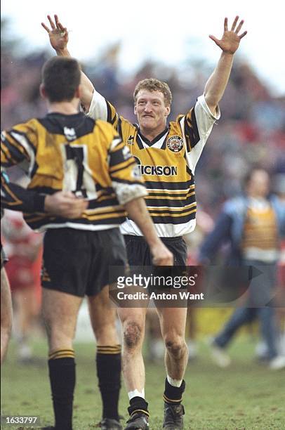 Simon Middleton of Castleford celebrates their victory after the Regal Trophy final against Wigan. Castleford won the match 33-2. \ Mandatory Credit:...