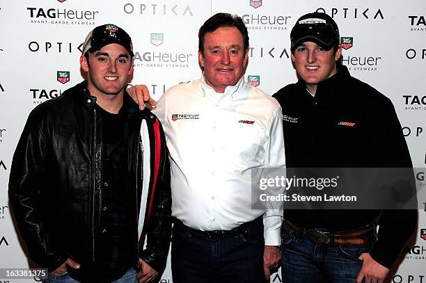 Drivers Austin Dillon, Richard Childress and Ty Dillon appear for an autograph signing at Optica inside The Venetian Las Vegas on March 8, 2013 in...