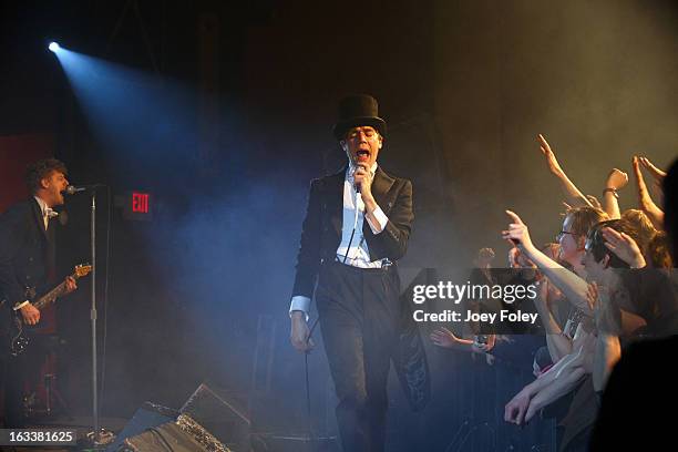Pelle Almqvist of The Hives performs onstage in concert at The Vogue on March 4, 2013 in Indianapolis, Indiana.