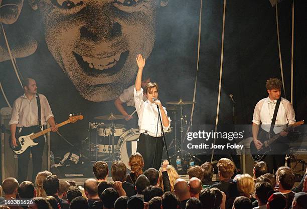 The Hives perform onstage in concert at The Vogue on March 4, 2013 in Indianapolis, Indiana.