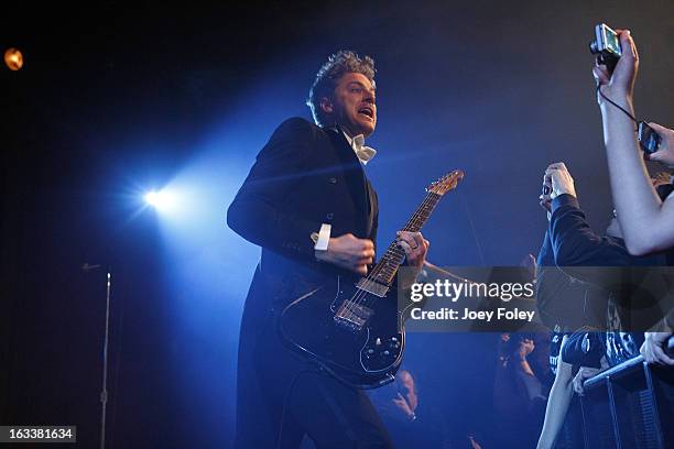 Guitarist Nicholaus Arson of The Hives performs onstage at The Vogue on March 4, 2013 in Indianapolis, Indiana.