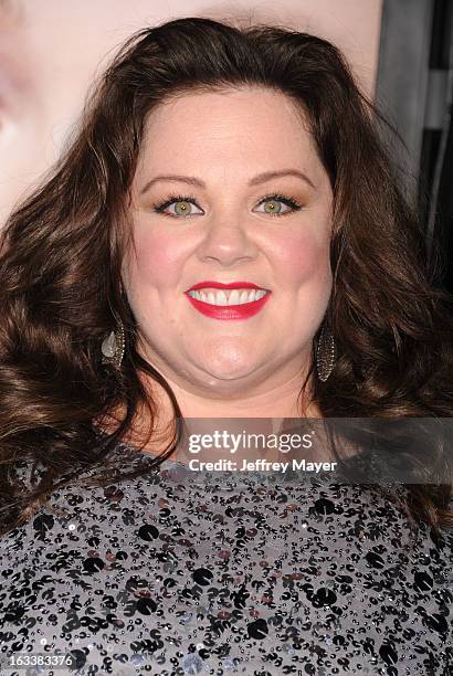Melissa McCarthy arrives at the 'Identity Thief' Los Angeles premiere at Mann Village Theatre on February 4, 2013 in Westwood, California.