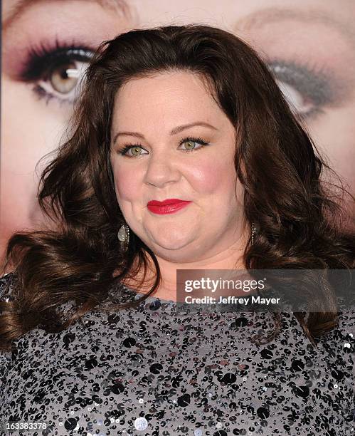 Melissa McCarthy arrives at the 'Identity Thief' Los Angeles premiere at Mann Village Theatre on February 4, 2013 in Westwood, California.