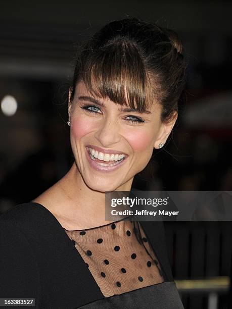 Amanda Peet arrives at the 'Identity Thief' Los Angeles premiere at Mann Village Theatre on February 4, 2013 in Westwood, California.