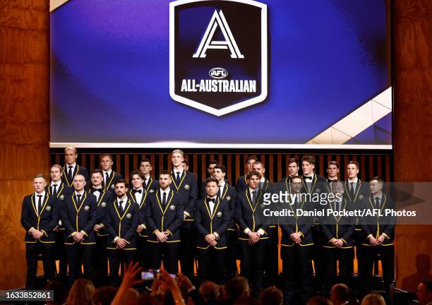 The 2023 All-Australian team are seen during the 2023 AFL Awards at Centrepiece on August 30, 2023 in Melbourne, Australia.