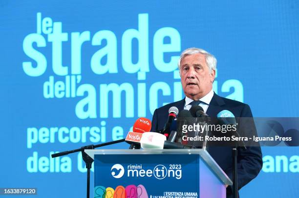 Antonio Tajani Vice Premier and Minister of Foreign Affairs Italian Government attends the Meeting Foundation on the opening day of the Meeting of...