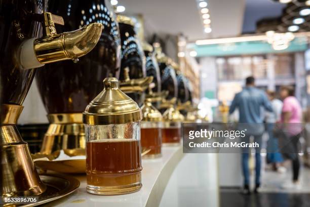Honey from across Turkey is seen for sale at a high-end honey shop on August 23, 2023 in Istanbul, Turkey. Turkey is the world's second largest honey...