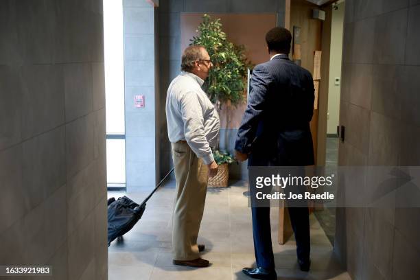 Jonathan Miller, an attorney for Misty Hampton, arrives at the office of Fulton County District Attorney Fani Willis in the Fulton County Government...