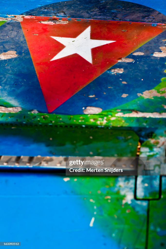 Cuban flag and star on jet wing