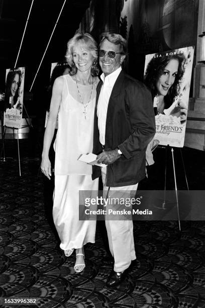 Brenda Siemer Scheider and Roy Scheider attend an afterparty, following the local premiere of "My Best Friend's Wedding," at the Plaza Hotel in New...