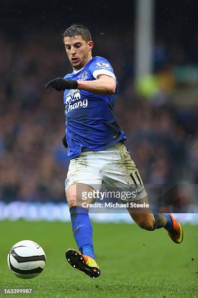 Kevin Mirallas of Everton during the FA Cup Sixth Round match between Everton and Wigan Athletic at Goodison Park on March 9, 2013 in Liverpool,...