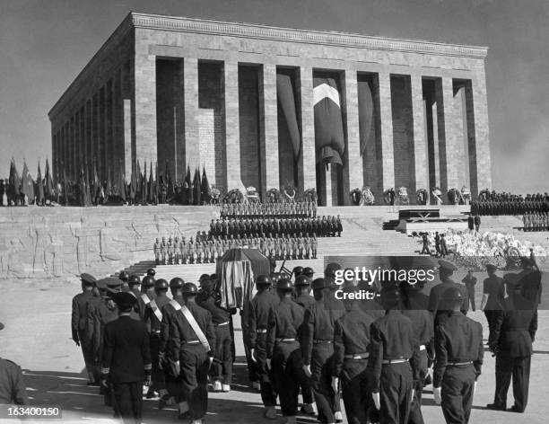 View of the mausoleum of Ataturk, near Ankara, in which the body of Mustafa Kemal Ataturk , modern Turkey's founding father and its first President,...