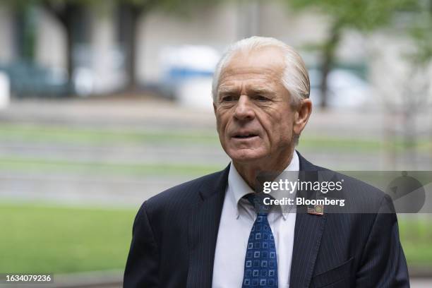 Peter Navarro, former White House trade adviser, arrives at federal court in Washington, DC, US, on Wednesday, Aug. 30, 2023. Navarro, who is facing...