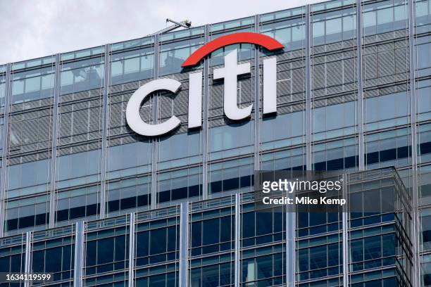 Citibank building in Canada Square, at the heart of Canary Wharf financial district on 15th August 2023 in London, United Kingdom. The Citigroup...