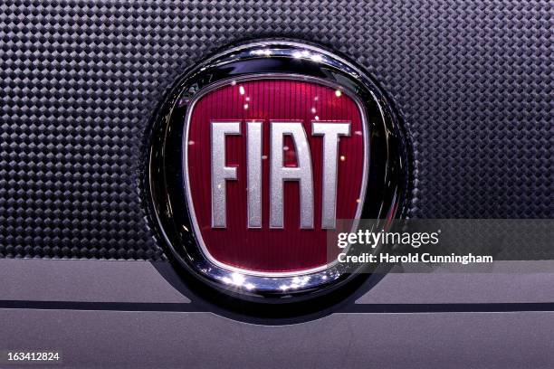 The Fiat logo is seen during the 83rd Geneva Motor Show on March 6, 2013 in Geneva, Switzerland. Held annually with more than 130 product premiers...