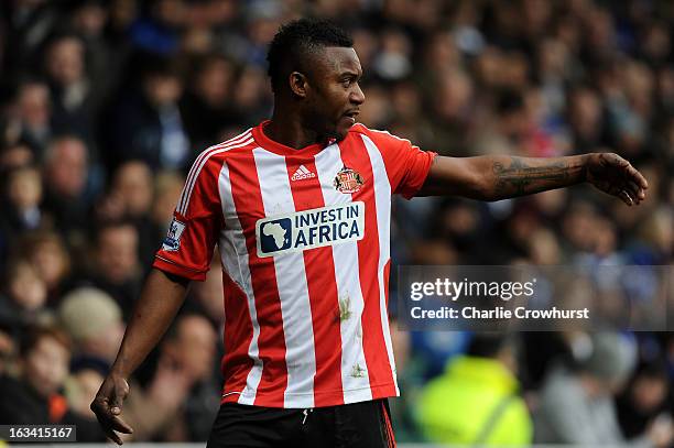 Stephane Sessegnon of Sunderland in action during the Barclays Premier League match between Queens Park Rangers and Sunderland at Loftus Road on...