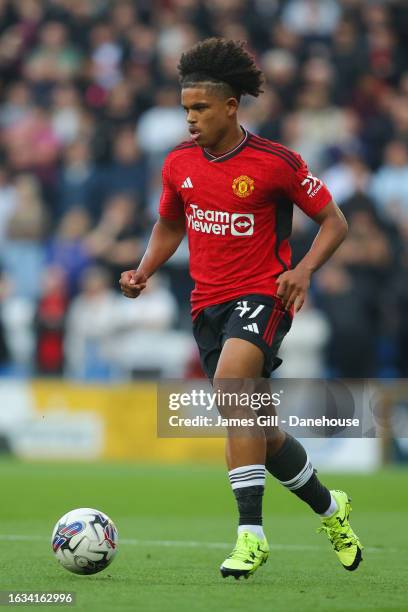 Shola Shoretire of Manchester United during the EFL Papa John's Trophy group stage match between Stockport County and Manchester United U21 at...